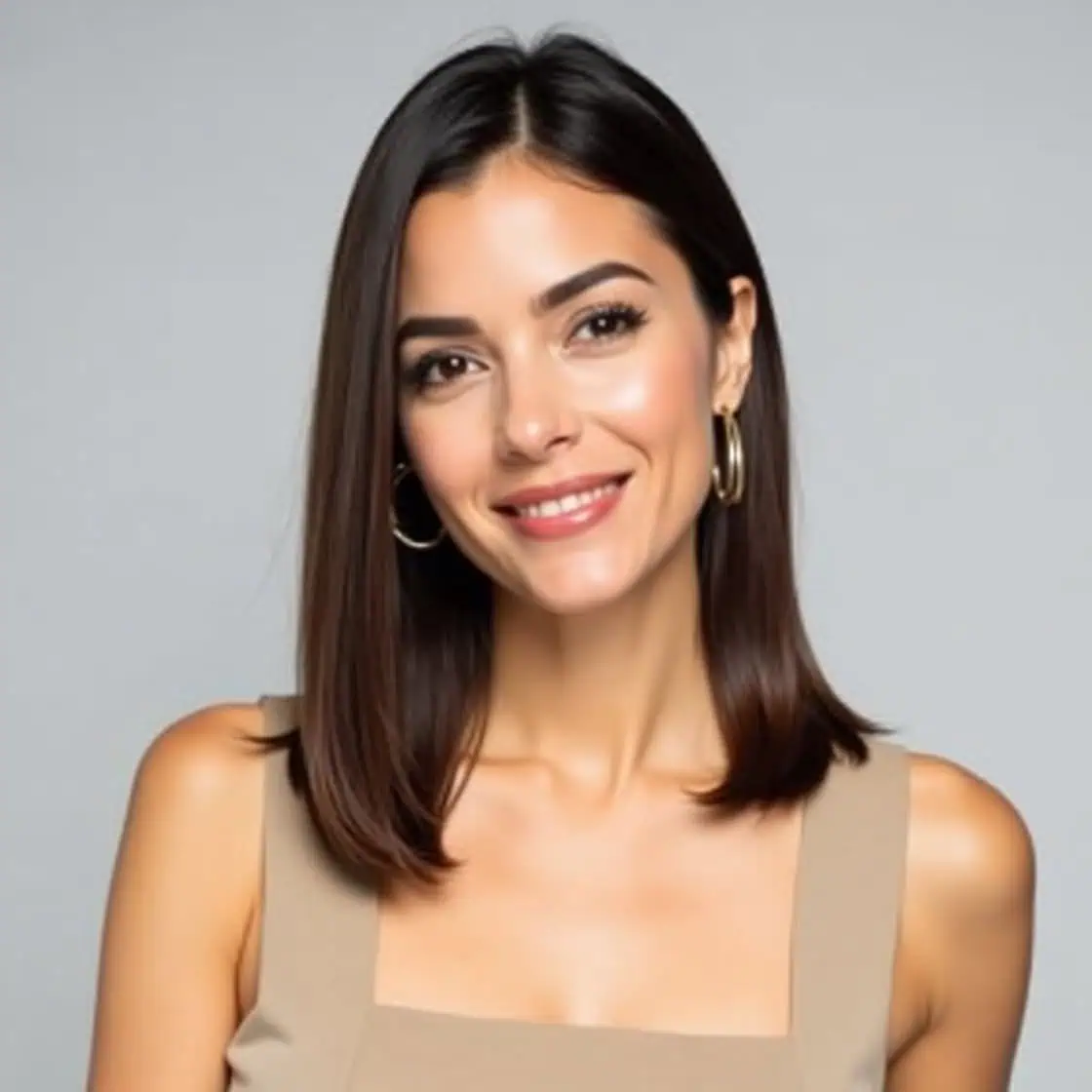 woman_with_shoulderlength_straight_dark_brown_hair and lips augmentation
